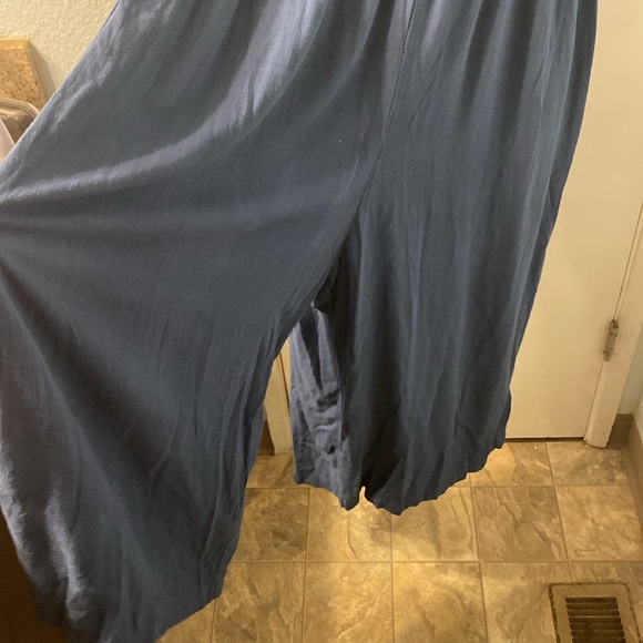 Natural Life Avery Jumpsuit Washed Indigo Wide Leg Lagenlook Linen Blend Size M - Picture 4 of 10